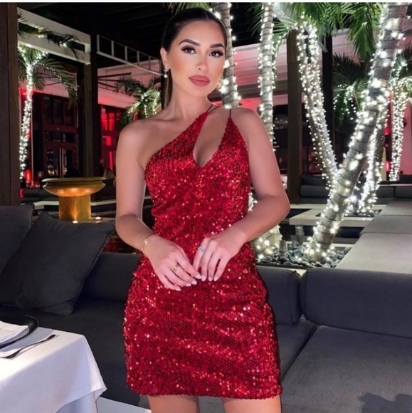 Zara * Velvet Sequin Mini Dress Red Size XS S M - Picture 3 of 14